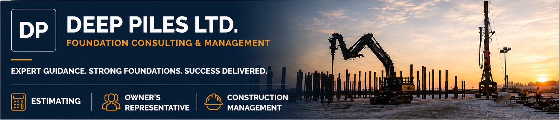 Deep Piles Ltd. — Foundation Consulting & Management. Expert guidance. Strong foundations. Success delivered. Estimating, owner's representative, construction management.
