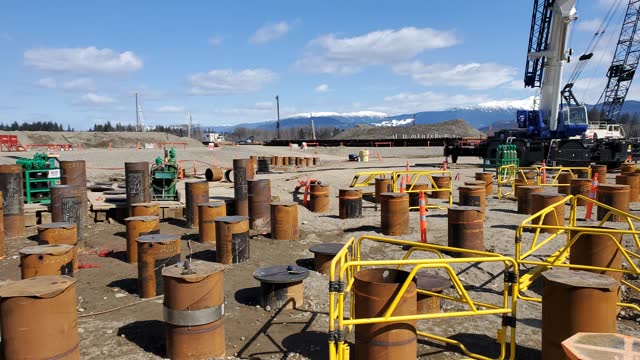 Laydown of steel casings and pile templates across a large foundation program